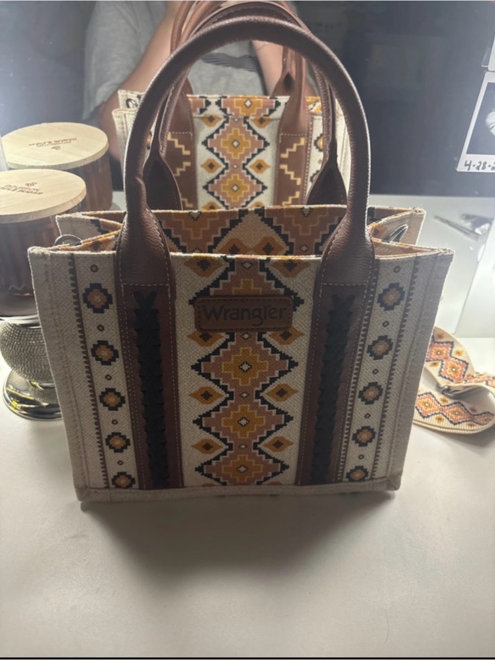 Wrangler Beige, Mustard & Brown Southwestern Tote